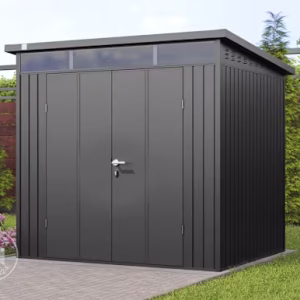 Casetta da Giardino 210 x 180 cm – Grigio Metallizzato — casetta da giardino Bricasa